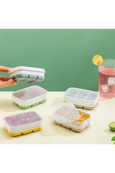 Online Kapında Lüks 3 LÜ Yapışmaz Kapaklı Mini Buzluk 6 Bölmeli Ice Box 11,3x7,5x3,7cm (RENKLİ) - Resim 2