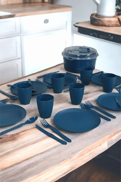 Online Kapında 6 Kişilik 32 Parça Piknik Seti Plastik Bardak Çatal Kaşık BıçakYemek Kahvaltı Takımı - 3