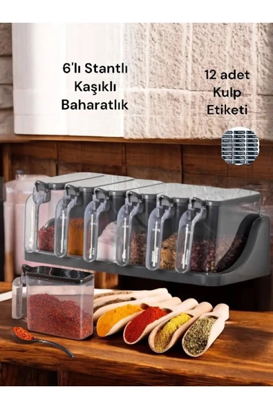 Online Kapında 6 Lı Standlı Kendinden Yapışkanlı Baharatlık ürün görseli 1