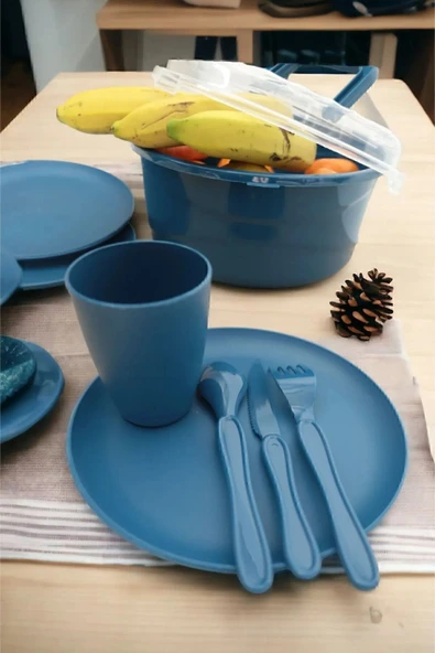 Online Kapında 6 Kişilik 32 Parça Piknik Seti Plastik Bardak Çatal Kaşık BıçakYemek Kahvaltı Takımı - 2