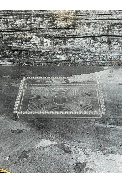 Online Kapında Dikdörtgen Boncuklu Mika Sunum Tepsisi, Kahve Sunum Tepsisi, Boncuk Tepsi, 4 Adet - Resim 3