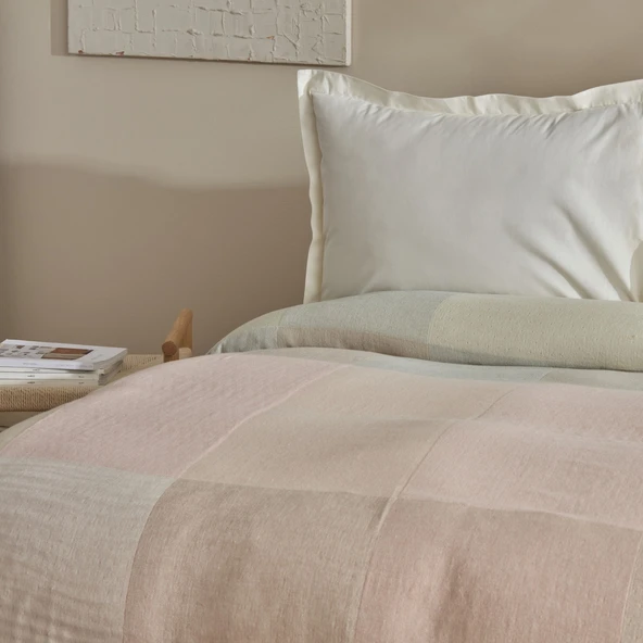 Karaca Home Cube %100 Pamuk Çift Kişilik Müslin Pike Pembe - Resim 3