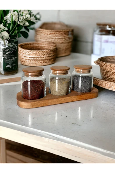 ÜÇER AHŞAP Ahşap Vakum Kapaklı Cam Kavanoz ( 3 Lü Set ) 250 ml - Resim 2