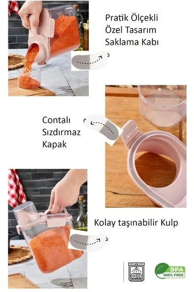 Online Kapında Çok Fonksiyonlu Ölçü Kapaklı Saklama Kabı - Deterjanlık - Bakliyat Saklama Kabı - Resim 3