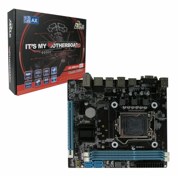 Axle AX-MBAIH81 DDR3 (1600MHz)OC VGA/HDMI PCIe 2.0 1150P mATX Anakart ürün görseli 1