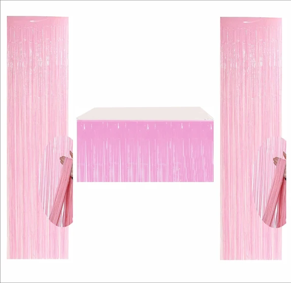 Pembe Masa Eteği, 2 Adet Pembe Arka Fon ürün görseli