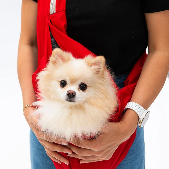 Pawstar Kırmızı Crossbody Küçük Irk Köpek Çapraz Taşıma Çantası - 1