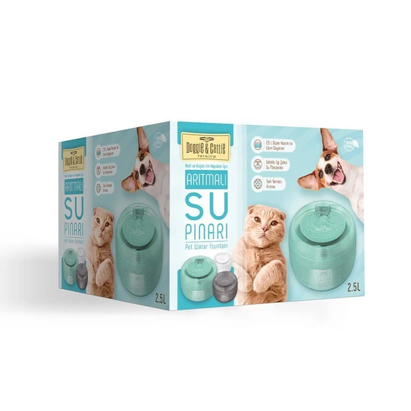 Cattie Arıtmalı Su Pınarı Klasik Model Antrasit 2.5 Lt - Sessiz, Estetik - 2