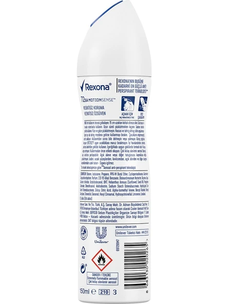 Rexona Kadın Sprey Deodorant Invisible Beyaz İz Sarı Leke Karşıtı 72 Saat Kesintisiz Üstün Koruma 150 ml