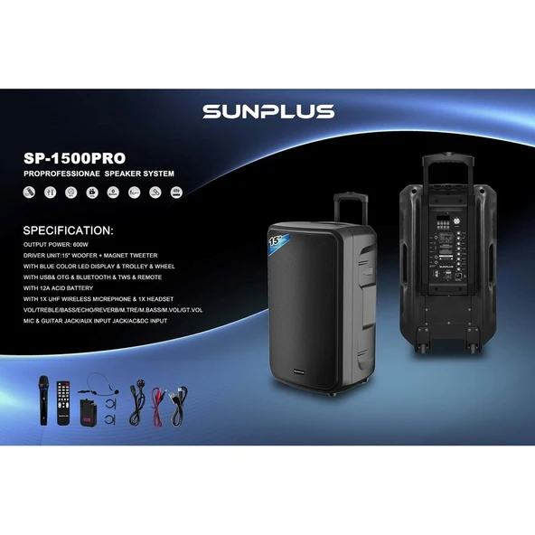SP-1500 Pro Bluetooth Professıonalspeaker System ürün görseli