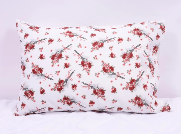 BORDO ÇİÇEK DESENLİ KAPAKLI 2'Lİ 50x70 YASTIK KILIFI ürün görseli 1