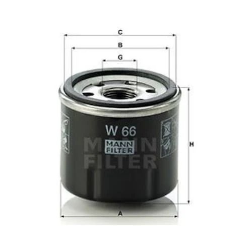 MANN W66 Yag Filtresi ( Renault Clio I -II-III Kango-Express-Twingo-Modus-Sandero 1.2-1.2 16V ) 8200 ürün görseli
