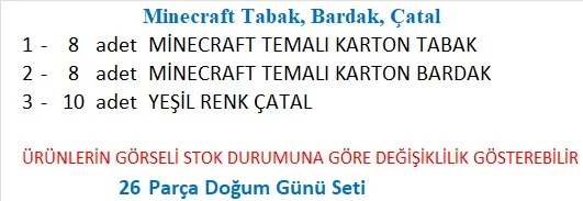 Minecraft Tabak, Bardak, Çatal - Resim 2