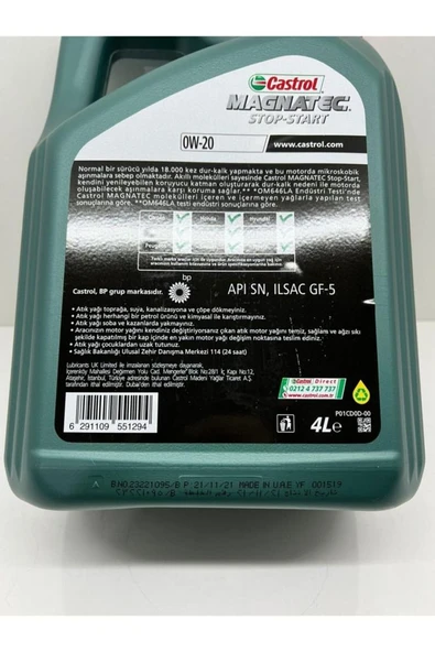Magnatec Stop Start 4 Litre 0w-20 2024 Üretim - 3