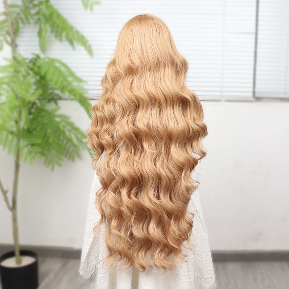 Açık Balköpüğü Ekstra Uzun Fiber Sentetik Dalgalı Tül Peruk - Resim 5