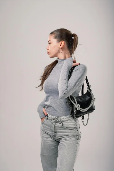 ÇÇS Siyah Kadın El ve Omuz Çantası 17810 - Resim 2