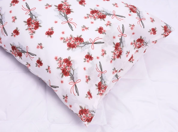 BORDO ÇİÇEK DESENLİ KAPAKLI 2'Lİ 50x70 YASTIK KILIFI - Resim 6