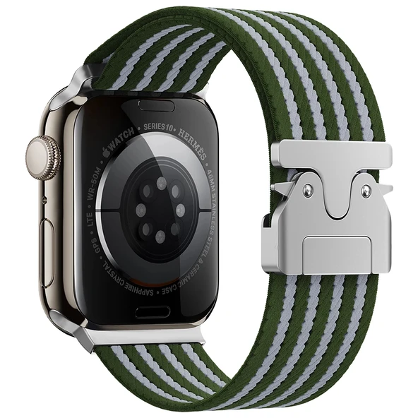 Apple Watch 10 46mm Zore KRD-133 Naylon Kumaş Hasır Örgülü Kordon