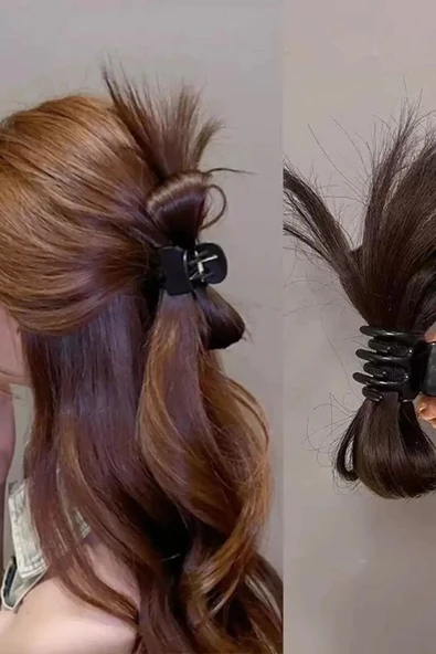 Caş Dekorasyon Açık Kahve Renk Dağınık Topuz Model Mandal Toka