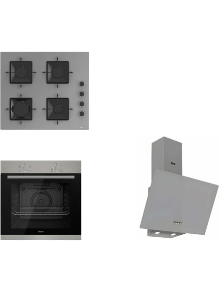 Ferre Pure Ss Serisi Gri Cam Ankastre Set D088 - SS208 - XE61MDV