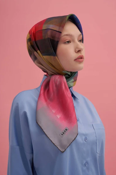 Fırça Desenli İpek Krep Saten Eşarp - Sura - 8987701 ürün görseli