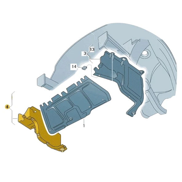 Audi A3 2001-2003 Motor Yan Muhafaza Sağ Parça Plastik 1J0825250F - Resim 3