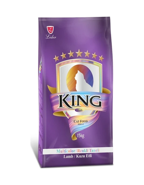 King Multicolor Renkli Taneli Kuzu Etli Yetişkin Kedi Maması  15 Kg ürün görseli