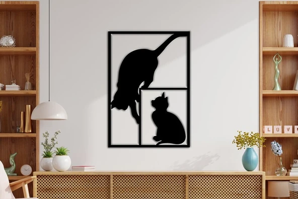 Kedi Modern Ahşap dekoratif dekor tablo - 1
