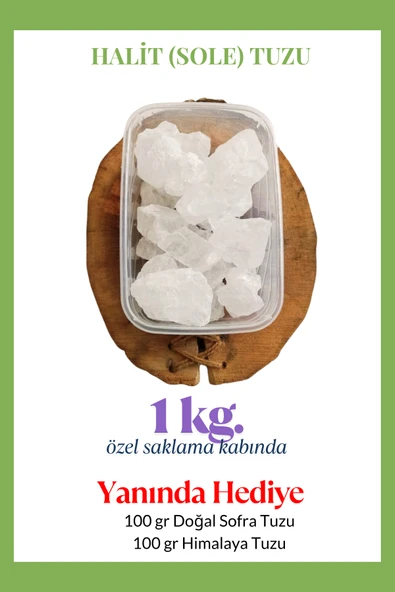 Halit Kristal Himalaya Tuzu 1 Kg. Berrak Kristal Tuz - Kristal Sole Tuzu Halit Tuz 1000 Gr. - HEDİYELİ ürün görseli 1