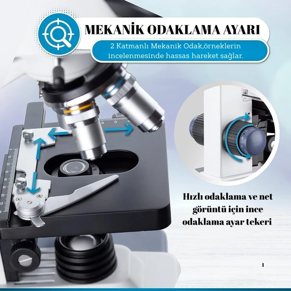 TriLine 2500X Binoküler 5MP USB Kamera Bilgisayar Destekli Bileşik Biyolojik Dijital Mikroskop - 4