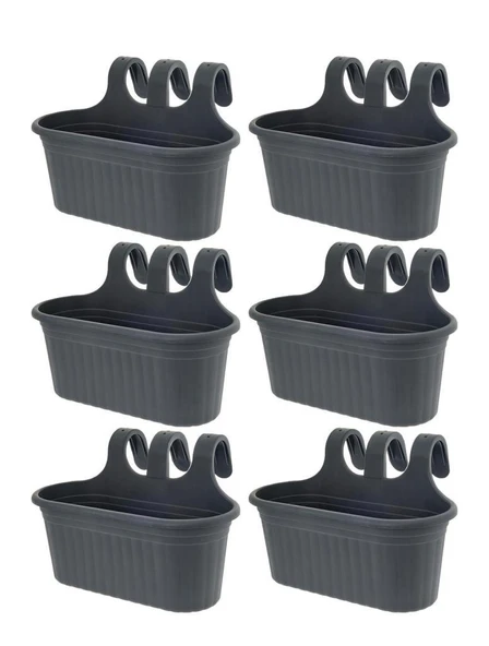 Omnipazar SO-TOM2 Tombik Askılı Balkon Saksı 6.5 Lt Antrasit 6 Adet ürün görseli