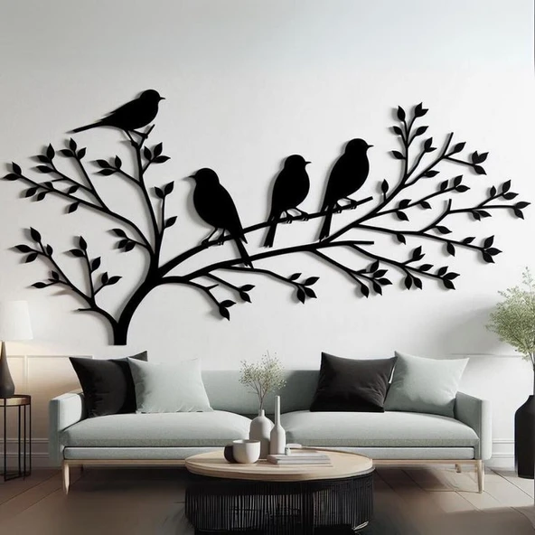 Kuş ve Dal Modern Ahşap dekoratif dekor tablo - 1