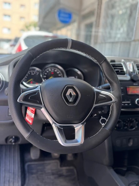 DİKİŞLİ DİREKSİYON KILIFI NUBUK DERİ NOKTALI DERİ GRİ YÜZÜK GRİ DİKİŞ RENO SYMBOL 2017 KASA ürün görseli