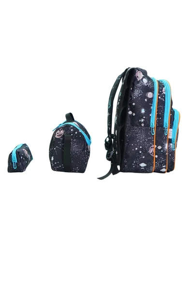 Lugmo 3 Lü Ortaokul Çanta Seti İlkokul Çantası Komple Astarlı Astronot - Resim 3