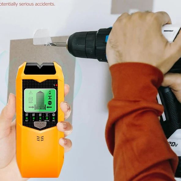 Powermaster PM-26593 Profesyonel 5İn1 Lcd Ekranlı Çok Fonksiyonlu Saplama Bulucu Duvar Dedektörü - 3