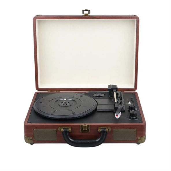 Magicvoice PU16 Retro Vintage Çanta Pikap - Radyo - Bluetooth - USB Mp3 Çalar - 2