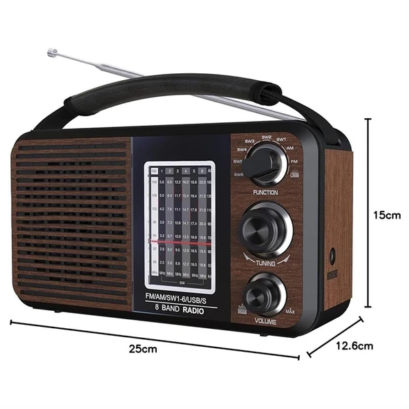 Magicvoice USR11 Portatif Analog Radyo FM-USB-SD/MMC-AUX (88-108 FM Frekans Aralığı) - 4