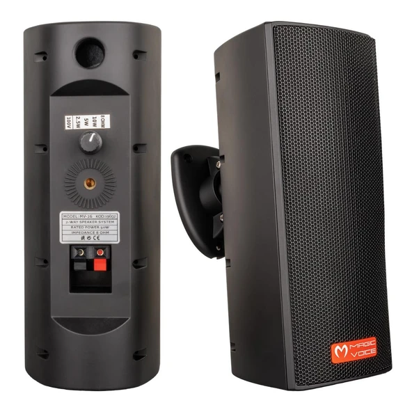 Magicvoice MV-26 2X7,5 Cm 50W 3 Yollu Siyah Sütun Hat Trafolu Hoparlör 2'Li Takım