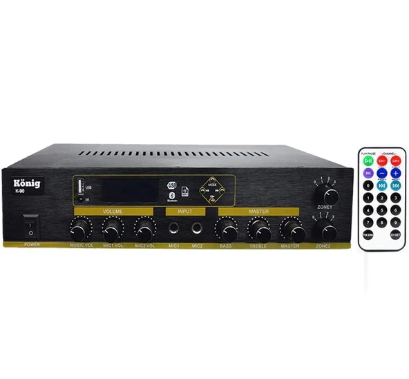 König K-90 2 Zonlu 100 Watt Usb-Bluetooth-2 Bölgeli 2 Mik. Giriş Trafolu Anfi - 2