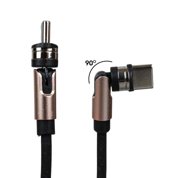 Powermaster PM-25906 Siyah 3İn1  (Type C- Lightning- Micro Usb) Manyetik Uç Taşınabilir Şarj Kablosu - 2