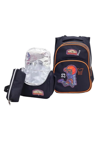 Lugmo 3 Lü Ortaokul Çanta Seti İlkokul Çantası Komple Astarlı Basketboll ürün görseli