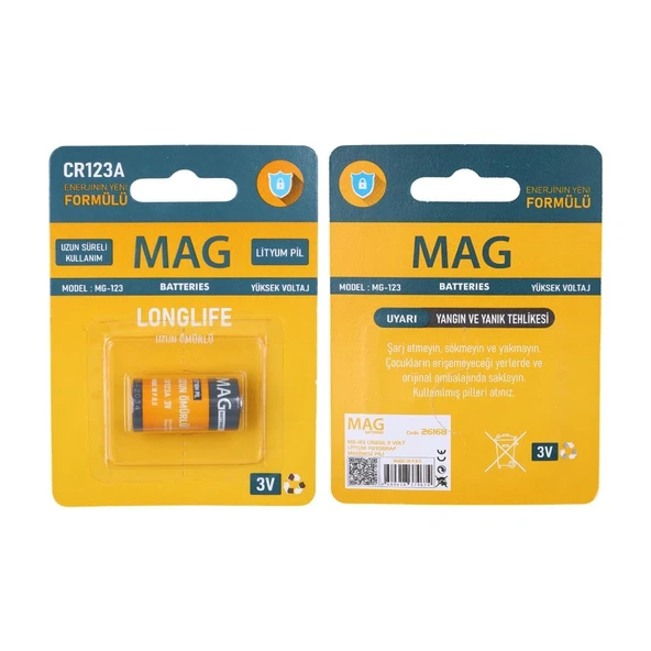 Mag Batteries MG-123 CR123A 3 Volt Lityum Fotoğraf Makinesi Pili Tekli Blister - 4