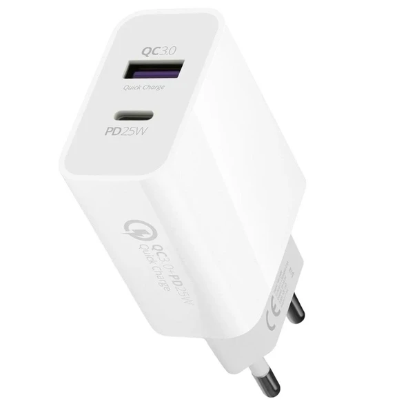 Powerway HW25 Usb 3.0 / Type-C 25W 3.0 A Hızlı Şarj Aleti Başlığı PD25W