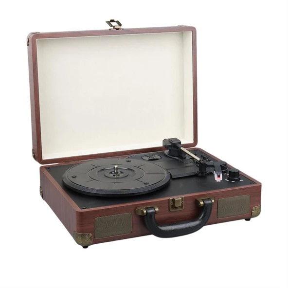 Magicvoice PU16 Retro Vintage Çanta Pikap - Radyo - Bluetooth - USB Mp3 Çalar