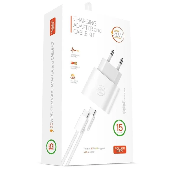 Powerway RXS27 20W Type-C Şarj Adaptörü - Kablo Seti (Apple 15 Pro-Pro Max Uyumlu) - 3