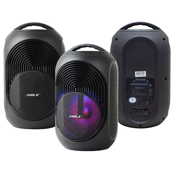 Shile SL-2018A El Mikrofonlu-Kumandalı USB/SD/BT Işıklı Taşınabilir Şarjlı Seyyar Anfi - 3
