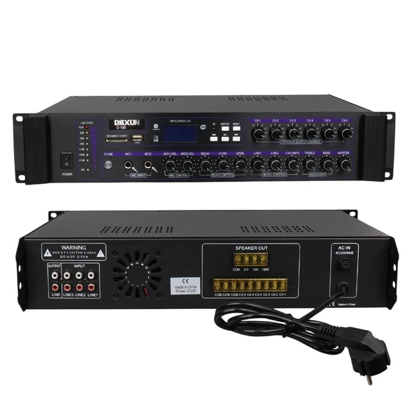 Dexun D-100 60W USB-SD Girişli 100V Hat Trafolu Anfi