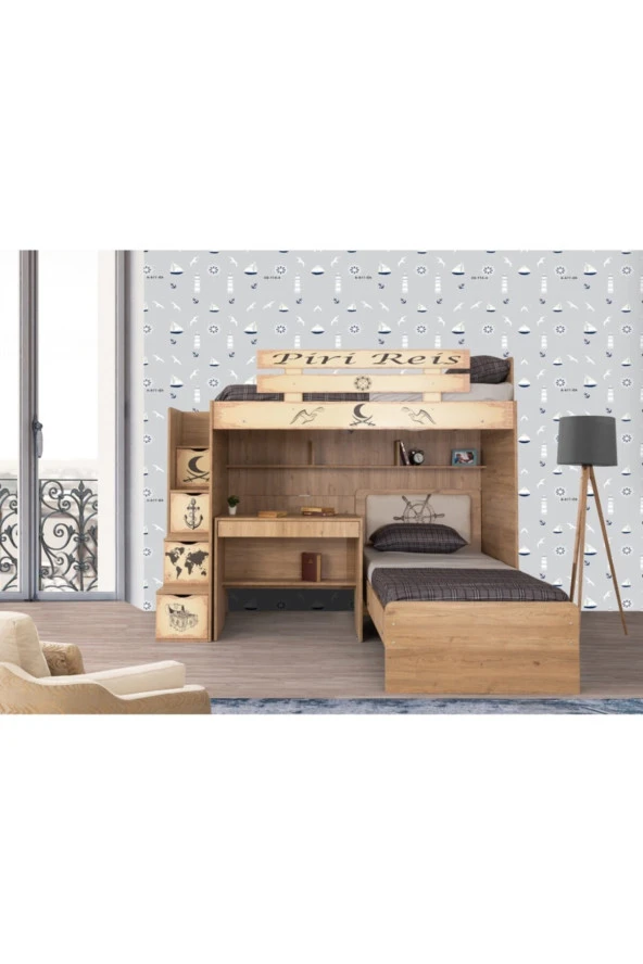 Güven Mobilya Güven Piri Reis 90x190 Karyola Çalışma Masalı Ranza - 2