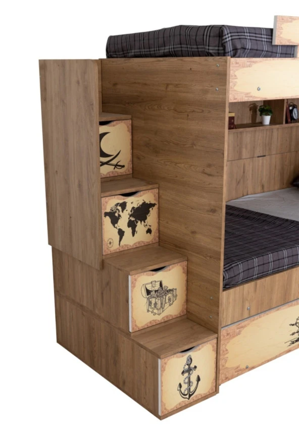 Güven Mobilya Güven Piri Reis 90x190 Karyola Çalışma Masalı Ranza - 3