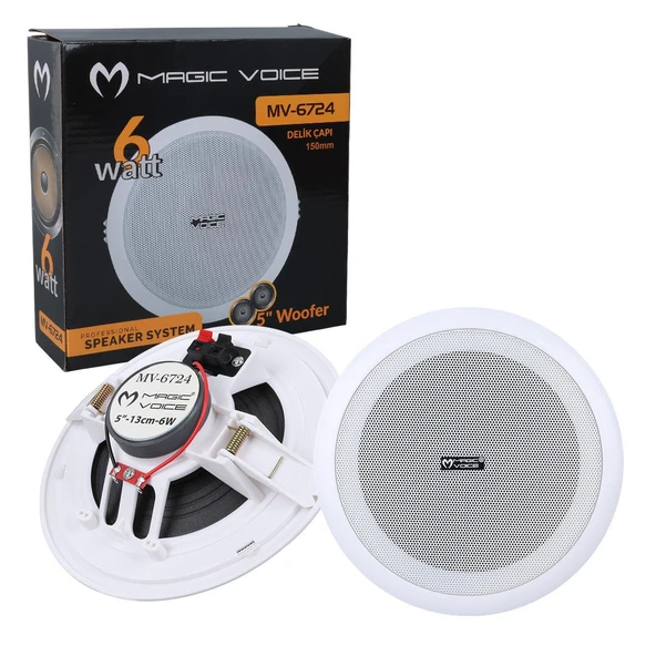 Magicvoice MV-6724 13 CM 6 Watt 8 Ohm 5" Beyaz Trafosuz Alçıpan Hoparlör - 4